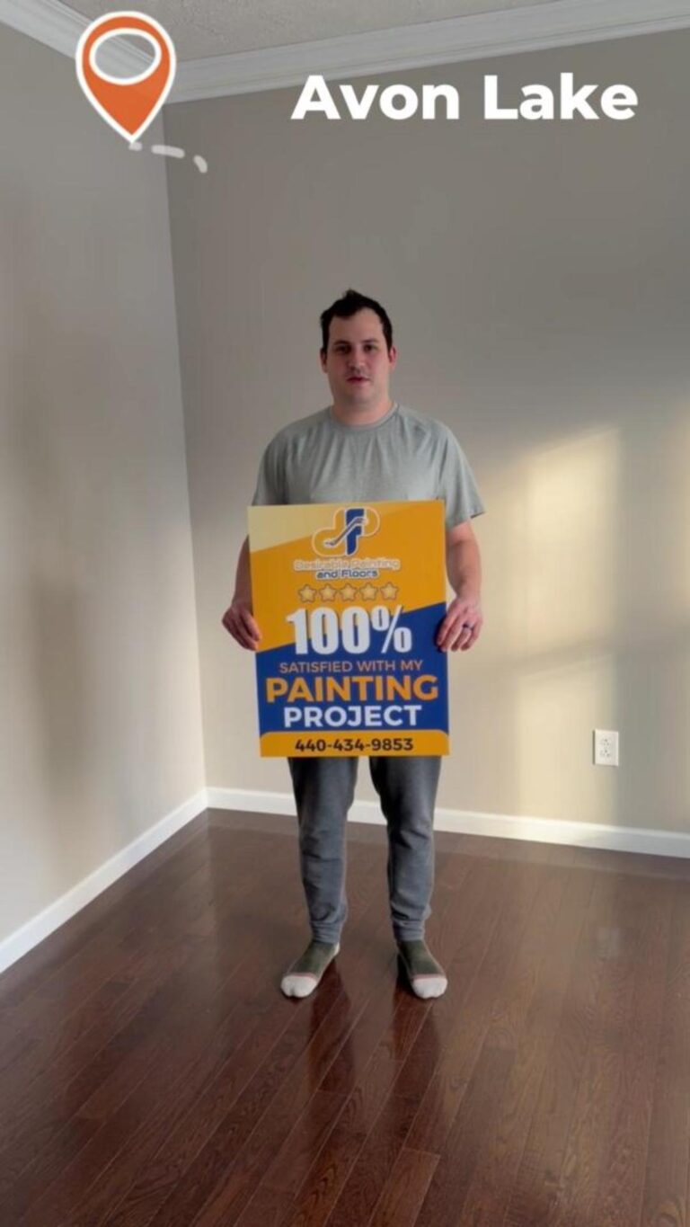 100% satisfied homeowner after a completed exterior painting project in Avon Lake, Ohio.